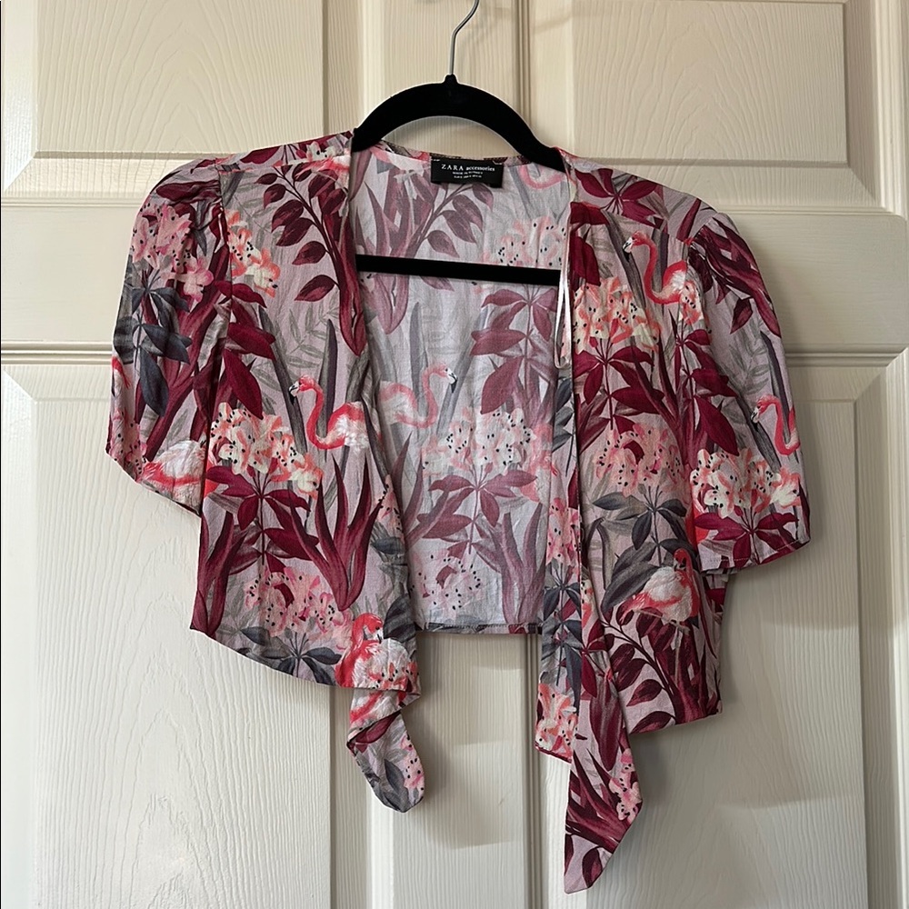 Zara Floral Tie-Front Shrug